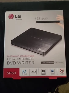 LG SP60 Ultra Slim Portable DVD Writer Mac & Windows Compatible New In Box - Photo 1/7