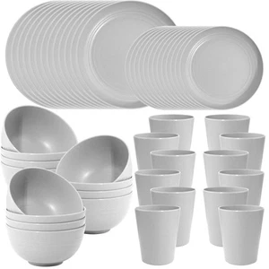 LIYH 48pcs Wheat Straw Dinnerware Set,Plates and Bowls Set,Camping Dish Set f... - Picture 1 of 9