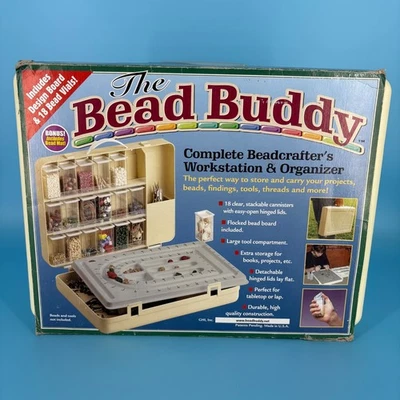 Caja de almacenamiento Bead Buddy organizador con diseño de cuentas y 7 tazas de contenedor Foto 1 de 4