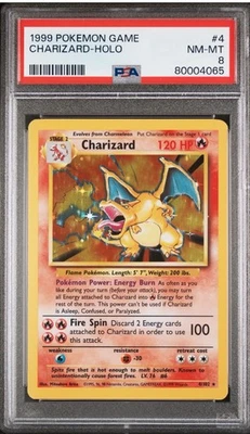 Pokémon Charizard Base Set Holo Unlimited Rare Card 4/102 PSA 8 - Image 1 of 2