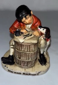 Dave Grossman Norman Rockwell Figurine Young Boy at writing desk with dog 1979 - Picture 1 of 3