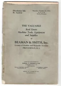 CATÁLOGO DE SUBASTAS 1925 ~ Tool Company en Providence, Rhode Island - Imagen 1 de 2
