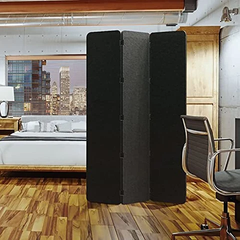 Cloud 9 Privacy Screen - 3 Panel, Black, Flat Finish (Room/Dividers/Now) | Premi Cover