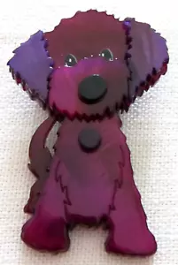 Broche prendedor de acrílico púrpura profundo bellamente hecho a mano para perro - Imagen 1 de 3