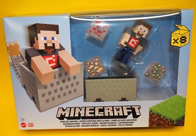 Mattel Minecraft GVL55 Minecart Mayhem Spielset Steve-Figur + Zubehör