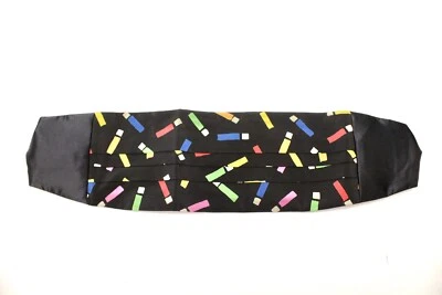 Faja de seda Maus & Hoffman de colección de los años 90 para hombre negra roja azul verde estampado geográfico Foto 1 de 4