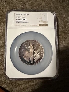 3.787oz .999 Silver. Haiti 1968IC "Haitian Art" 25G silver coin NGC PF 65 CAMEO. - Picture 1 of 1