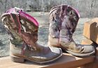 Women's Ariat #10012828 Unbridled Boots Pink Camo Square Toe Size 7.5 Needs Love