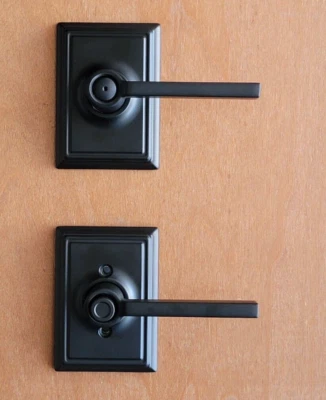 Schlage Matte Black Square Addison Latitude Lever Privacy Bed/Bath Door Lock - Image 1 of 4