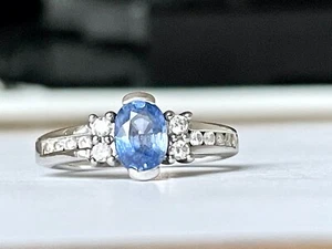 ANELLO da 1,29 carati ZAFFIRO BRILLANTE & CEYLON ORO BIANCO 750 - Foto 1 di 6
