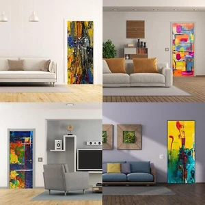 3d Door Cover Sticker - Abstract Wallpaper Front Door Mural Wall Decal - Picture 1 of 10