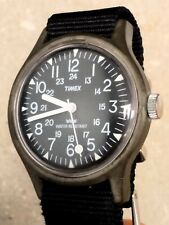 Vintage Timex Military Watch 24 HR MacGyver / Camper Field Dark Green Mechanical