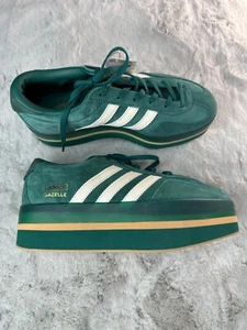 Adidas Sneaker Womens 6.5 Gazelle Stack Platform Shoe Green Suede Collegiate New - Picture 1 of 10