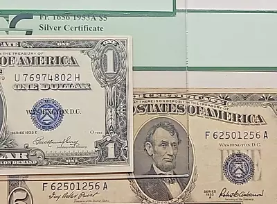 PCGS 63/30 SEAL SHIFTING DOWN 1935 1$ & 1953 5$ 4802H/1256A - Image 1 of 3