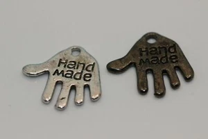 Hand Palme mit Handgefertigt, Tibetischer Stil Legierung Charms, Schwarz, 12,5x13x1mm - 2,10,100 - Bild 1 von 4