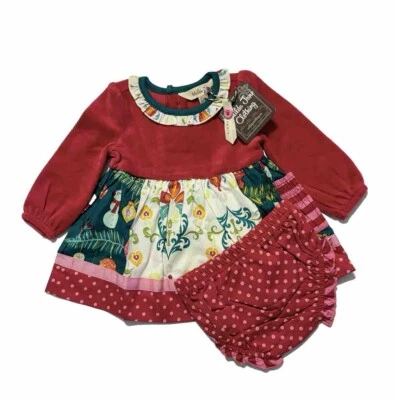 Vestido de Navidad Matilda Jane Happy Holly Daze 12-18 terciopelo rojo bebé niña vacaciones Foto 1 de 3