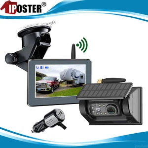 2 Channel 5" Monitor Wireless solar magnetic Backup camera Rechargeable Battery - Picture 1 of 16