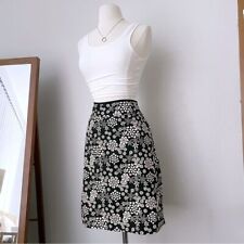 Frenchi Size XS Vintage Knee Length Floral Black Skirt