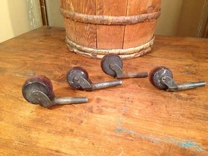 ANTIQUE CAST IRON CASTERS WHEELS. INDUSTRIAL FACTORY CART TABLE WHEELS - Picture 1 of 6