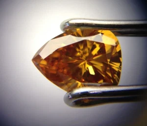 Diamond GIA Cert Natural .37 ct Fancy Deep Yellow-Orange Even SI1 Pear Brilliant - Picture 1 of 7