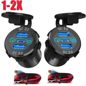 12V Car Cigarette Lighter Socket Dual QC3.0 USB Port Fast Charger Power Adapter - Picture 1 of 8