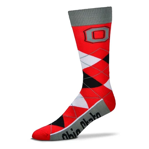 Ohio State Buckeyes Argyle Unisex Crew Cut Socks - One Size Fits Most FREE SHIPP Cover