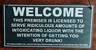 'LICENSED TO SERVE LIQUOR' WOOD SIGN / WALL HANGING *HOME BAR *MAN CAVE *NEW