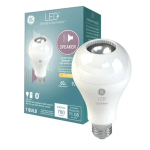 GE LED+ Speaker LED Light Bulb, 9 Watt, Bluetooth Speaker, Medium Base, A21 Bulb - Picture 1 of 2