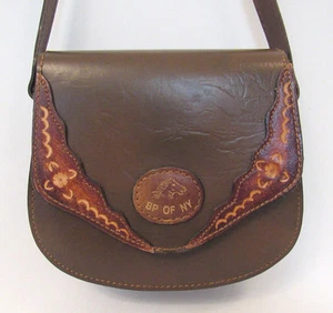 BORSA A TRACOLLA BOHO HIPPIE VINTAGE ANNI '90 BP DI NEW YORK FINTA PELLE - Foto 1 di 12