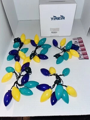 5 Pack LED Mardi Gras Jumbo Bead Necklaces Gold Green Purple Light Up Necklace - Изображение 1 из 4