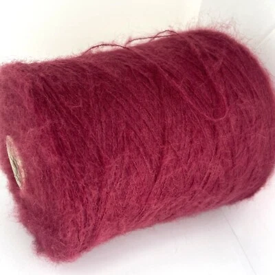 Bordo Red Cherry WOOL FLUFFY LACE WEIGHT Yarn on Cone *USA TARIFF FREE* - Image 1 of 4