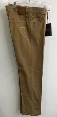 Zegna Men’s Camel Brown Denim 5 Pocket City Jean Cotton +Tapered Size 35slim New - Image 1 of 4