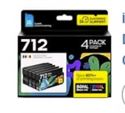 Cartuchos de tinta 712XL Repuesto compatible para cartuchos de tinta HP 712XL 712 4pk Foto 1 de 4