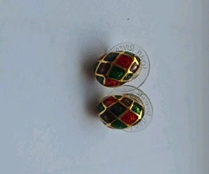 Joan Rivers Earrings Multicolor Gold Enamel Studded - Picture 1 of 3