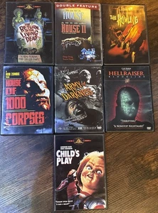 7 HORROR DVD’s LOT Hellraiser House Army Of Darkness Howling Childs Play - Picture 1 of 3