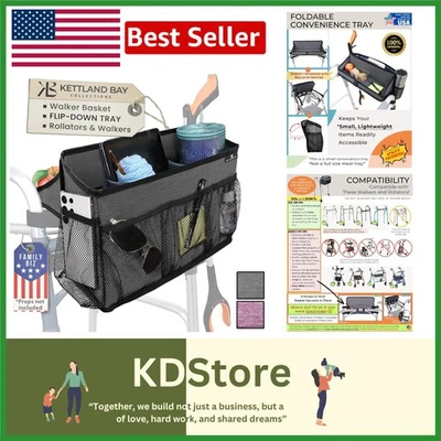 Water-Resistant Walker Basket with Handy Tray - Perfect for Mobility - Image 1 of 4