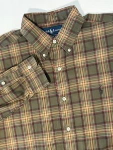 Ralph Lauren Flanellhemd Herren Medium kariert grün beige Classic Fit Preppy Pony - Bild 1 von 15