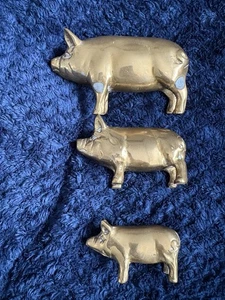 3 Vintage Brass Pigs - Picture 1 of 2