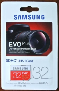 Samsung EVO+ Plus 32GB SDHC UHS-I Card Class 10 Memory Card MB-SC32D/AM - Picture 1 of 1