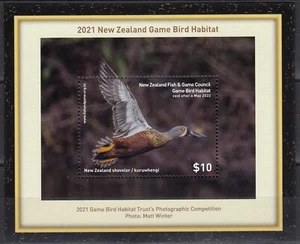 NUEVA ZELANDA 2021 Game Bird Habitat $10 NZ Pala M/S MNH - Imagen 1 de 1