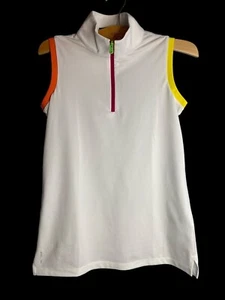 RLX Ralph Lauren Sleeveless Activewear Top 1/4 Zip White Collar - Picture 1 of 6