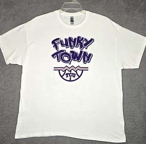 TCU Horned Frogs Funky Town Basketball T Shirt - White - Men's Adult XL - Cotton - Picture 1 of 9
