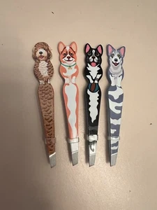CHOOSE 1 Beauty Secrets Dog Design Slant Tip Tweezers-Doodle,Husky,Terrier, - Picture 1 of 4