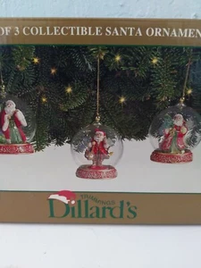 Santa Globe Christmas Ornaments Dillard's Trimmings Vintage Collectible 2000 NEW - Picture 1 of 5