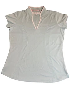 Pebble Beach Dry-Luxe Performance Polo Shirt Light Blue V Neck Golf Top Size L - Picture 1 of 4