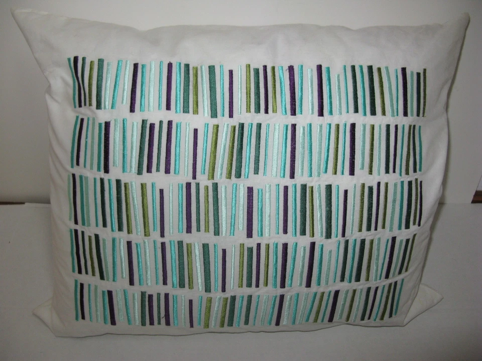 DKNY Breezy Leaf Embroidered Stripe Decorative throw pillow NWT - Image 1 of 3