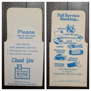 Vintage 1st National Bank Deposit Envelope Beaver Dam Wisconsin - Picture 1 of 7