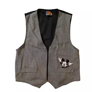 Vintage Mickey Mouse Mickey Unlimited Vest Medium Black & White Houndstooth - Bild 1 von 9