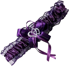 Collant de mariée avec couture argentée 2 coeurs et noeuds en violet S- XXL EU - Photo 1/1