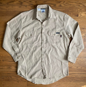 Workrite FR Shirt Mens 46 R L Kahki 8.4 ATPV HRC 2 Button Up Uniform Tecasafe